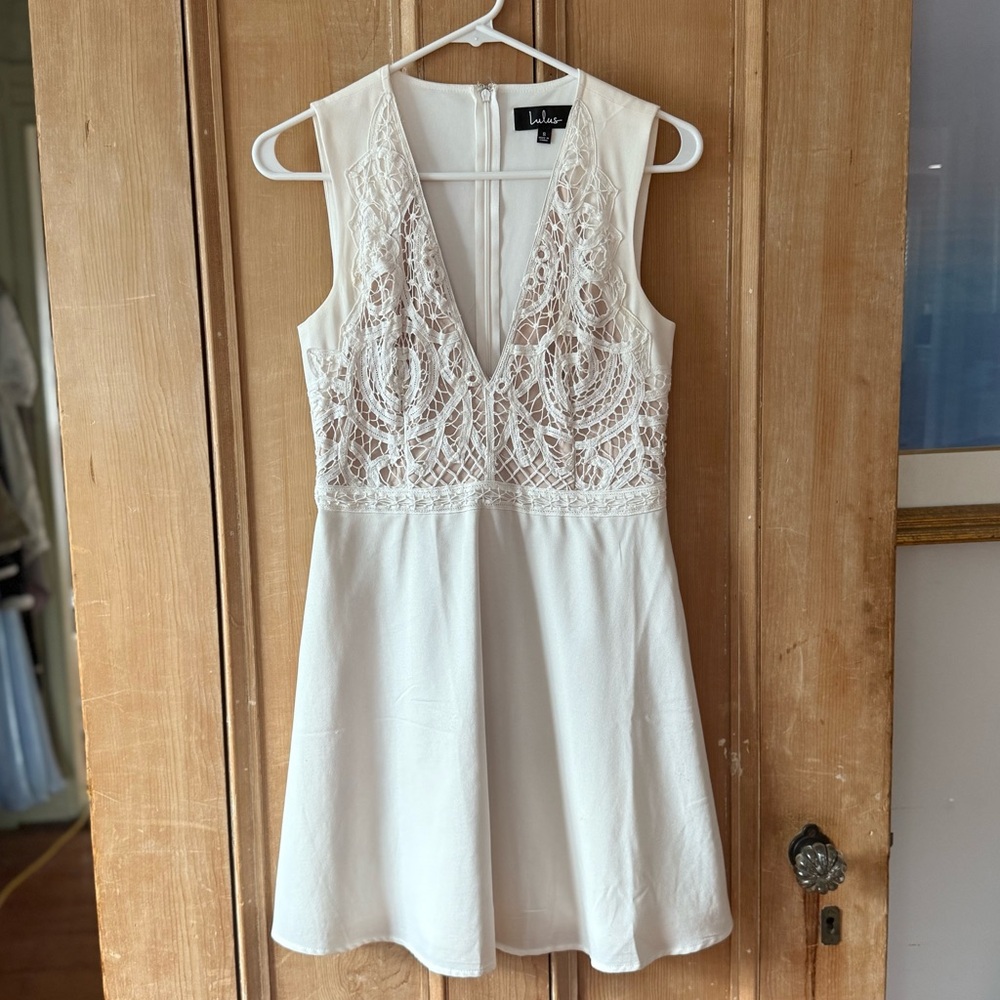 Lulus S White Lace Mini Dress (perfect for Weddings/Graduations!)